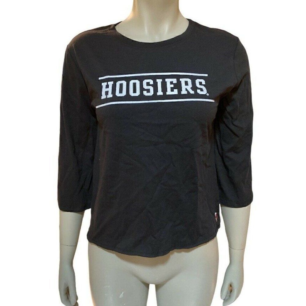 League IU Hoosiers Black Womens 3/4 Sleeve T-Shirt